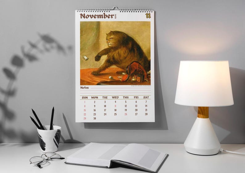 Weird cats in renaissance 2026 Wall Calendar