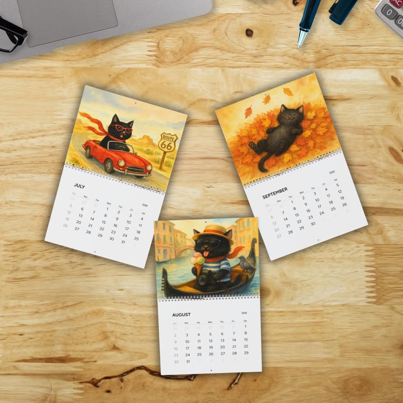Funny Black Cat Holiday Calendar 2026