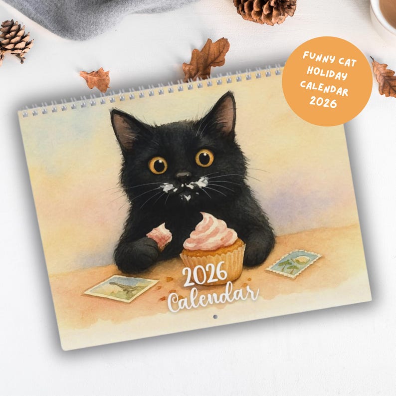 Funny Black Cat Holiday Calendar 2026