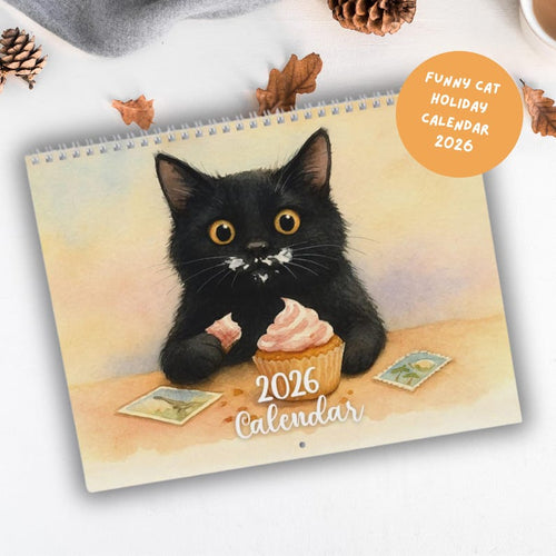 Funny Black Cat Holiday Calendar 2026