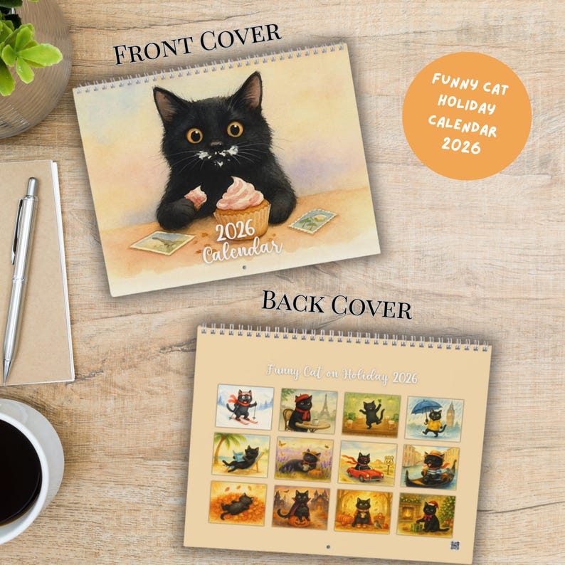 Funny Black Cat Holiday Calendar 2026