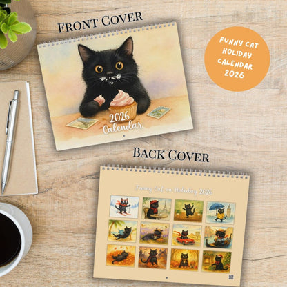 Funny Black Cat Holiday Calendar 2026
