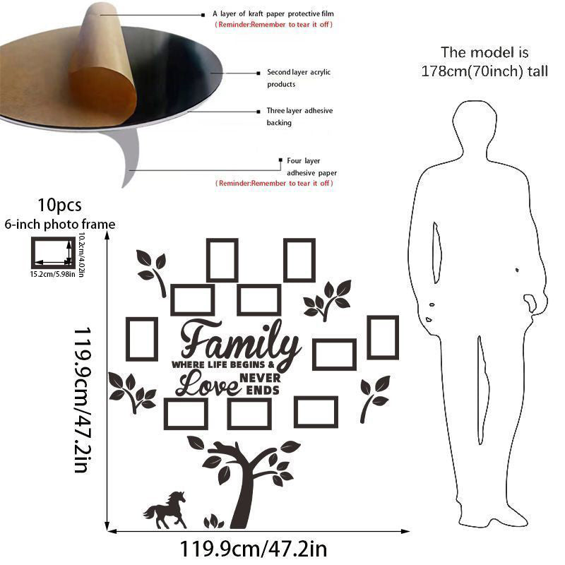 ⏰3D Family Tree Photo Frame Wall Sticker